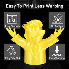 Load image into Gallery viewer, DO3D Silk Yellow PLA Satin Shiny 3D Printer Filament, 1.75mm Diameter 1kg Spool 2.2lbs for FDM 3D Printers
