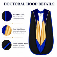 Load image into Gallery viewer, HX Graday Royal Blue Doctoral Graduation Gown Set with Tam and Hood, PhD Cap and Gown Regalia
