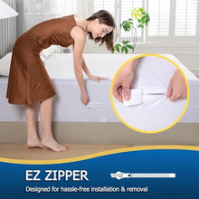 Load image into Gallery viewer, Full Waterproof Zippered Mattress Encasement, Breathable, Noiseless, Machine-Washable Zipped Mattress Cover, Fitting 7" - 13" Deep Mattress
