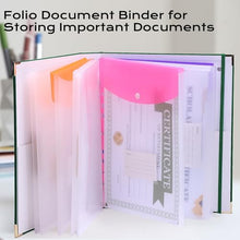 Load image into Gallery viewer, XKDOUS Important Document Organizer Folio Folders with 9 Pockets 3 Ring Linen Binder Organizer Expanding Storage Documents Holder with 9 Pockets and Labels for Papers, Files
