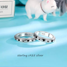 Load image into Gallery viewer, LYTTMAB Stay Pawsitive Ring Anxiety Ring for Women Spinner Ring, Sterling S925 Silver Fidget Ring Animal Pet Cat Dog Paw Ring Size 10,Love
