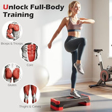 Load image into Gallery viewer, Goplus 3-in-1 Aerobic Step Platform, 600 LBS Adjustable Exercise Stepper with 4-Level Risers-(Red)
