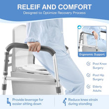 Load image into Gallery viewer, TABEKE Toilet Safety Rails for Seniors, Adjustable Height &amp; Width Toilet Safety Frames with Handles, Foldable Toilet Rails for Disabled Elderly Fit Most Toilets (w. Suction Cups)
