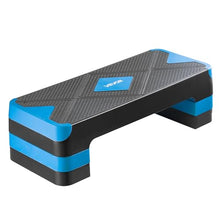 Load image into Gallery viewer, VEVOR Aerobic Exercise Step Platform, 28-Inch Workout Aerobic Stepper, Height Adjustable Fitness Training Step Deck Trainer with 4 Risers, Non-Slip Surface Bench for Home Gym Cardio Strength, Blue
