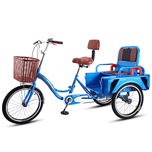 Three Wheel Bike, Adult Tricycle Adjustable Backrest Seat Trike Bike Bicycle 20inch Three Wheel Bike