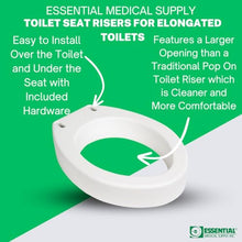 Load image into Gallery viewer, Essential Medical Supply Toilet Seat Riser for Elongated Bowl with 3.5" Rise - 19 x 14 x 3.5 Inch, Elevating and Raising Toilet Seat for Seniors, Adults and The Elderly with 300lb Weight Capacity
