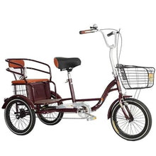 Load image into Gallery viewer, Brown 1,14 inch, Adult Tricycle Old Age Scooter Pedal Tricycle Elderly Pedal Exercise Bike with to Carry People and Goods
