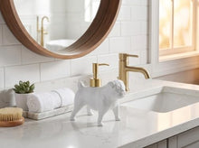 Load image into Gallery viewer, NEWHENGS Pug Shaped Soap/Lotion/Hand Sanitizer Dog Lover Stainless Steel Pump Dispenser for Dog Gifts, Refillable for Kitchen and Bathroom(White)
