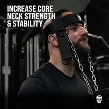 Load image into Gallery viewer, Gymreapers Neck Harness Weight Lifting - Neck Trainer Workout Equipment - Heavy Duty Stainless Steel Chain, Adjustable Neoprene Head Strap, Exercise Equipment for Strength &amp; Pain Relief

