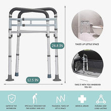 Load image into Gallery viewer, Lianjindun Toilet Safety Rails, Adjustable Toilet Frame for Elderly, Seniors, Handicap &amp; Disabled, Foldable Handicap Toilet Handles Fit Any Toilets (Gray)
