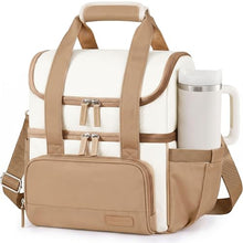 Load image into Gallery viewer, HOMESPON Double Layer Insulated Lunch Bag with Shoulder Strap, 12L, Brown
