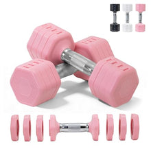 Load image into Gallery viewer, Adjustable Dumbbell Set of 2 Total 20 Lbs 4-in-1 Each 4lb 6lb 8lb 10lb 1s-Adjust Dual-Stable Free Weights for Women Men Home Gym Outdoor Workouts (Pink [20LBS Total])
