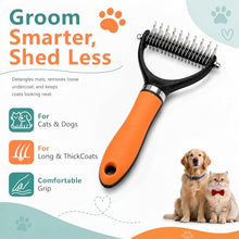 Load image into Gallery viewer, Dog Brush and Cat Deshedding Rake, Pet Grooming Tool for Shedding with Rounded Stainless Steel Teeth, Comfortable Grip for Long or Thick Coats (Green)
