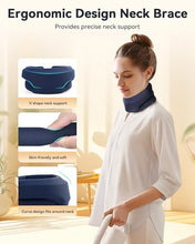 Load image into Gallery viewer, BETOVIN Heated Neck Brace Cervical Collar - Neck Support Brace with Heating Pad, Soft Foam Wraps Keep Vertebrae Stable and Aligned for Relief of Cervical Spine Pressure for Women &amp; Men (S Size) Blue

