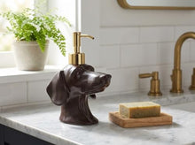Load image into Gallery viewer, Dachshund Dog Shaped Soap/Lotion/Hand Sanitizer Weiner Ceramic Stainless Steel Pump Dispenser Gift for Dog Lover, Refillable for Kitchen and Bathroom(Brown)
