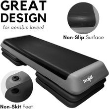 Load image into Gallery viewer, Yes4All Adjustable Workout Aerobic Exercise Step Platform - Gray Black
