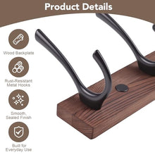 Load image into Gallery viewer, Dntorx Wall Mounted Coat Rack with 5 Hooks, 15.8 in Wooden Coat Hook Rust-Resistant Wall Hooks for Hanging Coat Bag Key Purse Towel Hook Rack for Entryway, Mudroom, Bedroom, Livingroom
