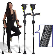 Load image into Gallery viewer, Ergobaum 7G Black Mamba Forearm Crutches for Adults (1 Pair-2 Units) — Ergonomic, Foldable with Shock Absorption, | Real Carbon Fiber
