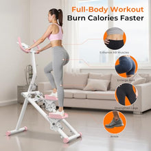 Load image into Gallery viewer, Stair Stepper for Home,Vertical Climber Step Machine with Stable Triangular Frame, 3-level Handrail Height &amp; Resistance &amp; Pedal Adjustment,LCD Monitor, Device Holder, Smooth Motion, 300 LBS White Pink
