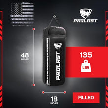 Load image into Gallery viewer, PROLAST 4Ft 135Lb XL Heavy Punching Boxing Bag for Adults, MMA, Martial Arts, Muay Thai, Kicking, Strength Training Equipment, Filled, New Edition Logo, Black
