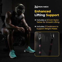 Load image into Gallery viewer, Iron Neck Neck Trainer, Exerciser, &amp; Strengthener with Adjustable Head and Chin Strap - Portable Head Harness for Weight Lifting, Home, &amp; Gym Use - Exercise &amp; Workout Equipment (Alpha, Green)
