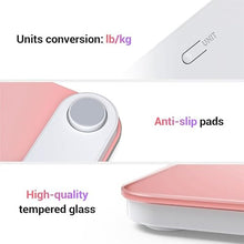 Load image into Gallery viewer, Ovutek Bathroom Scale for Body Weight, Highly Accurate Digital Weighing Machine for People, Upgraded Batteries Included, Compact Size, LED Display, High Standards Sturdy Tempered Glass, 400lb, Pink
