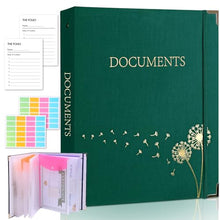 Load image into Gallery viewer, XKDOUS Important Document Organizer Folio Folders with 9 Pockets 3 Ring Linen Binder Organizer Expanding Storage Documents Holder with 9 Pockets and Labels for Papers, Files
