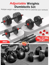 Load image into Gallery viewer, FITPLAM Adjustable dumbbell set,20/35/45/55/70/90lbs Free Weights set with upgraded nut, 5 in 1 Weight Set
