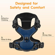 Load image into Gallery viewer, No Pull Dog Harness, No-Choke Soft Padded Reflective Dog Vest Harness with Front Clip &amp; Top Handle, 2 Quick-Release Buckles, Adjustable for Small Medium Large Dogs
