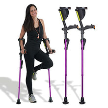 Load image into Gallery viewer, Ergobaum 7G by Ergoactives. 1 Pair (2 Units) of Ergonomic Forearm Crutches - Adult 5' - 6'6'' Adjustable (Purple)
