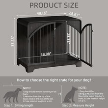 Load image into Gallery viewer, 40" Farmhouse Dog Crate Furniture for Large/Medium Dogs, Decorative Pet House End Table, Wooden Dog Kennel Furniture Indoor, Black
