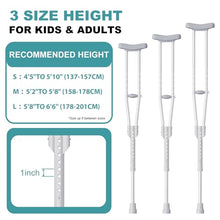 Load image into Gallery viewer, Aluminum Crutches for Adults &amp; Seniors, Adjustable Crutches for Walking, Comfortable Lightweight Crutch with Underarm Pad and Crutch Bag &amp; Hand Grip, 300 LB Weight Capacity, Fitting 5'2"-5'8",1 Pair
