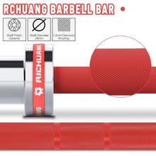 Load image into Gallery viewer, RICHUANG 7ft Olympic Barbell, Weightlifting Barbell 28mm 45lb - (Silver-Red-500LBS)
