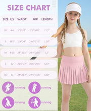 Load image into Gallery viewer, DOCUMO Pleated Skirts for Girls with Pocket Shorts Girls Athletic Golf Tennis Skorts Hight Waisted Skirts for Running Casual (Pink, X-Small)
