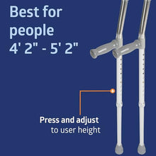 Load image into Gallery viewer, Medline Aluminum Forearm Crutches, Youth, Pack of 2
