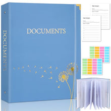 Load image into Gallery viewer, XKDOUS Important Document Organizer Emergency Binder Life Organizer Folio Folders with 9 Pockets Expanding File Storage Holder for Papers, Letters, Cards, Bills, Passports, Photos
