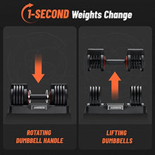 Load image into Gallery viewer, HYPATA 25 lbs Pair Adjustable Dumbbell Set, Fast Adjust Weight with Tray Suitable, Adjustable Dumbbells for Full Body Workout
