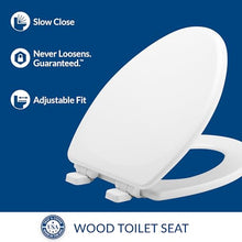 Load image into Gallery viewer, Mayfair Linden Slow Close Toilet Seat, Non Slip Heavy Duty Wood, Easy Install, Made in USA, Elongated, White, 4 Pack
