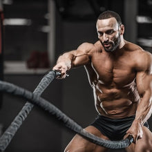 Load image into Gallery viewer, Black Battle Ropes - 1.5in x 30ft Heavy Workout Rope for Home Gym
