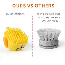 Load image into Gallery viewer, 3PCS Pet Grooming Kit – Dog Bath Brush with Soap Dispenser &amp; 2 Finger Toothbrushes | Silicone Dog Shampoo Brush for Small Medium Large Dogs, Soft Deshedding Massage Brush for Puppy &amp; Cats
