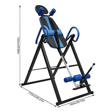 Load image into Gallery viewer, Kathring Inversion Table for Back Relief, Foldable Heavy Duty Fitness Equipment with Adjustable Height, Blue and Black, 330 lbs Weight Capacity, 59.84 Inch Height
