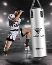 Load image into Gallery viewer, ASBRAVO Punching Bag for Adults, 4ft PU Heavy Boxing Bag Set 12OZ Gloves for MMA Muay Thai Kickboxing Training Home Gym, Martial Art (Unfilled)-White
