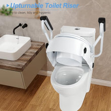 Load image into Gallery viewer, NIdreamCE Raised Toilet Seat for Seniors with Flip-up Handles, 5.9" Adjustable Toilet Seat Riser Elevated Medical Supplies &amp; Equipment for Handicap, Elderly, Hip Replacement After Surgery
