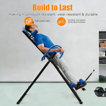 Load image into Gallery viewer, Marsyyds Inversion Table, 330.7lbs Capacity Heavy Duty Inversion Table Heavy Duty Strength Training Inversion Equipment w/Headrest &amp; Adjustable Protective Belt for Back Pain Muscle Tension (Blue)
