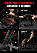 Load image into Gallery viewer, Mikolo Leg Extension and Curl Machine, Adjustable Leg Curl Machine, Seated Leg Extension and Lying Curl Machine for Home Gym, Leg Workout Equipment with Triple Loading System, Black
