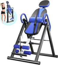 Load image into Gallery viewer, YOLEO Gravity Heavy Duty Inversion Table with Headrest &amp; Adjustable Protective Belt Back Stretcher Machine for Pain Relief Therapy (W1-Blue)
