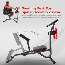 Load image into Gallery viewer, Sunny Health &amp; Fitness Full Body Stretch Machine, Versatile Padded Trainer Back Stretcher, Stretching Equipment with Pivoting Seat, Self-Leveling Pedals, and Multi-Use Handlebar - SF-BH621002
