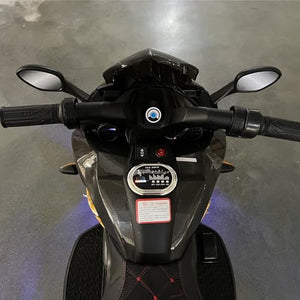 Kids Motorcycle Ride-On Motorbike 3-Wheels Battery Powered Rechargeable 12V Ride-On Toy with PU Seat Training Wheels (White)