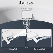 Load image into Gallery viewer, BIGCOW Raised Toilet Seat with Bidet - Round, Soft Close, 3" Height - Dual Nozzle (Frontal &amp; Rear Wash) with Adjustable Cold Water Pressure and Stainless Steel Inlet (Round)

