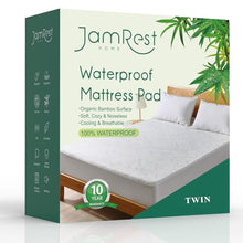 Load image into Gallery viewer, JamRest Waterproof Mattress Protector Twin Size, Viscose Cooling Breathable Mattress Cover, Fitted Deep Pocket Mattress Pad Cover Stretches up to 23 Inches, Noiseless Soft Bed Cover
